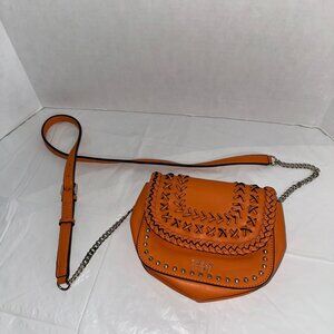 Guess Womens Orange Crossbody Bag With Chain Strap & Studded Detail